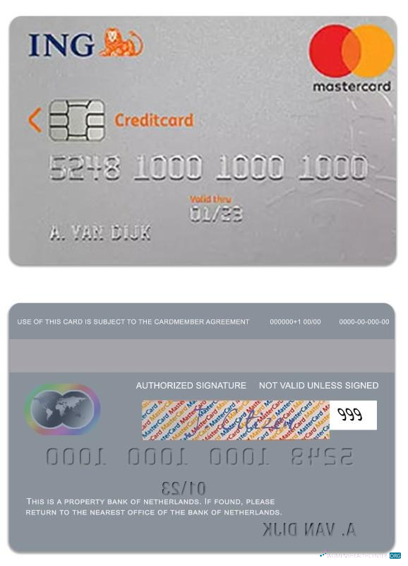 Download Netherlands Bank of Netherlands IGN Credit Card Photoshop template